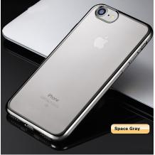 Луксозен твърд гръб за Apple iPhone 6 Plus / iPhone 6S Plus - прозрачен / сребрист кант 