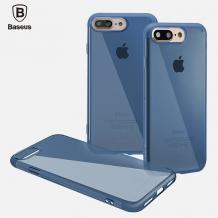 Оригинален силиконов калъф / гръб / TPU Baseus Simple Series Clear Case за iPhone 7 Plus / iPhone 8 Plus - син