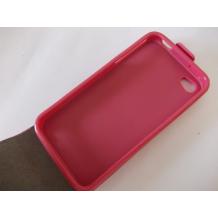 Кожен калъф Flip тефтер със силиконов гръб за Apple iPhone 4 / iPhone 4S - розов
