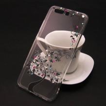Луксозен силиконов калъф / гръб / TPU с камъни за Huawei P10 - прозрачен / дърво