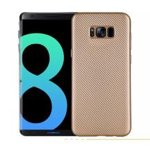 Луксозен силиконов калъф / гръб / TPU за Samsung Galaxy S8 Plus G955 - златист / carbon