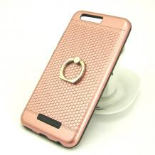 Твърд гръб MOTOMO TPU + PC Hybrid Case със стойка за Huawei P10 - Rose Gold / черен кант