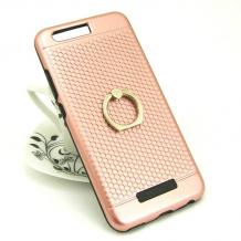 Твърд гръб MOTOMO TPU + PC Hybrid Case със стойка за Huawei P10 - Rose Gold / черен кант