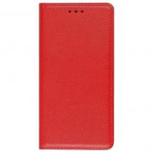 Кожен калъф Magnet Case със стойка за Huawei Honor 8 - червен