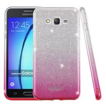 Луксозен силиконов калъф / гръб / TPU Kakusiga за Samsung Galaxy J5 2016 J510 - преливащ брокат / розово и сребристо