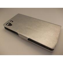 Луксозен кожен калъф Flip тефтер със стойка за Sony Xperia Z1 L39h - сив / Айфелова кула с камъни