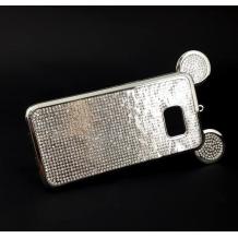 Луксозен силиконов калъф / гръб / TPU 3D с камъни за Samsung Galaxy S7 Edge G935 - сребрист / миши ушички