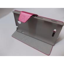 Луксозен кожен калъф Flip тефтер със стойка за Sony Xperia C S39h - розов