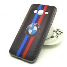 Силиконов калъф / гръб / TPU за Samsung Galaxy J3 / J3 2016 J320 - BMW / черен / цветни кантове