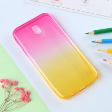 Силиконов калъф / гръб / TPU за Samsung Galaxy J7 2017 J730 - розово и жълто / преливащ