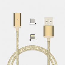 Магнитен USB кабел за iOS (iPhone) - златист