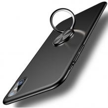Оригинален твърд гръб Baseus Ring Bracket Case със стойка за Apple iPhone X - черен
