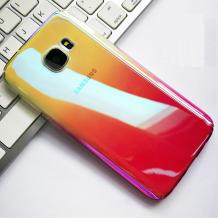 Силиконов калъф / гръб / TPU за Samsung Galaxy J4 2018 - преливащ / златисто и розово