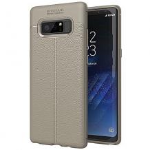 Луксозен силиконов калъф / гръб / TPU за Samsung Galaxy Note 8 N950 - сив / имитиращ кожа