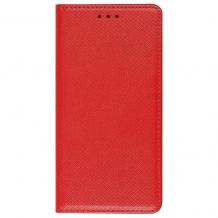 Кожен калъф Magnet Case със стойка за Samsung Galaxy A40 - червен