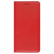Кожен калъф Magnet Case със стойка за Samsung Galaxy A20e - червен