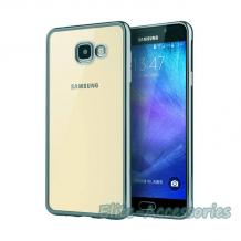 Луксозен твърд гръб за Samsung Galaxy A5 2016 A510 - прозрачен / син кант