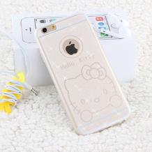 Луксозен ултра тънък силиконов калъф / гръб / TPU Ultra Thin Case за Apple iPhone 5 / iPhone 5S / iPhone SE- Hello Kitty / бял