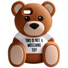Силиконов калъф / гръб / TPU 3D Moschino Series за Apple iPhone 7 / iPhone 8 - Teddy Bear / кафяв