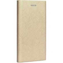Кожен калъф Bravo Book със стойка за Huawei P20 Lite - златен / Flexi