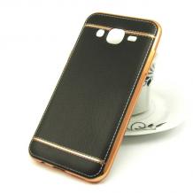 Луксозен силиконов калъф / гръб / TPU за Samsung Galaxy J5 J500 - черен / имитиращ кожа