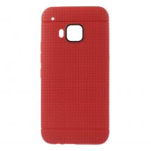 Силиконов калъф / гръб / TPU за HTC One M9 - червен / Grid