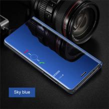 Луксозен калъф Clear View Cover с твърд гръб за Samsung Galaxy S20 Plus - син
