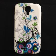 Силиконов калъф / гръб / TPU за Samsung Galaxy S4 I9500 / Samsung S4 I9505 / Samsung S4 i9515 - бял / Floral