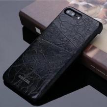 Луксозен кожен гръб G-Case Koco Series за Apple iPhone 7 Plus / iPhone 8 Plus - черен / Croco