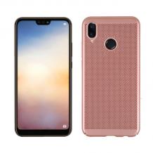 Луксозен твърд гръб за Huawei P20 Lite - Rose Gold / Grid