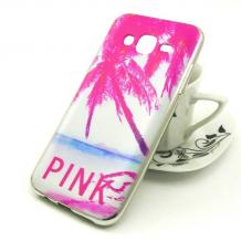 Силиконов калъф / гръб / TPU за Samsung Galaxy J3 / Galaxy J3 2016 J320 - Палма / Pink