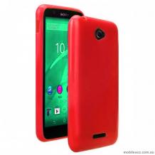 Ултра тънък силиконов калъф / гръб / TPU Ultra Thin Candy Case за Sony Xperia E4 - червен / брокат