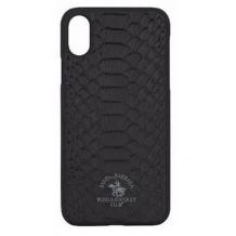 Луксозен твърд гръб със силиконова кант за Apple iPhone X - Santa Barbara Polo Club Knight / Black Snake