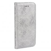 Лукзозен кожен калъф Magic Book със стойка за Samsung Galaxy S9 Plus G965 - сребрист