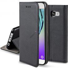 Кожен калъф Magnet Case със стойка за LG K8 2017 - черeн