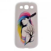 Силиконов гръб / калъф / TPU за Samsung Galaxy S3 I9300 / Samsung S3 Neo i9301 -  бял / момиче с многоцветна коса