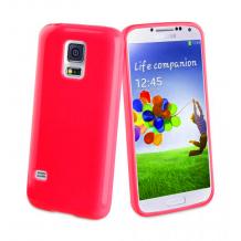 Ултра тънък силиконов калъф / гръб / TPU Ultra Thin Candy Case за Samsung G900 Galaxy S5 i9600 / Galaxy S5 Neo G903 - цикламен / брокат