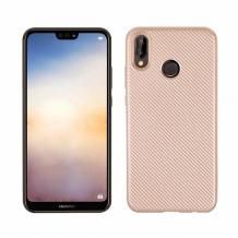 Силиконов калъф / гръб / TPU за Huawei P20 Lite - златист / Carbon