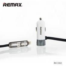 Универсално зарядно устройство за кола 12V REMAX RCC-102 12V 3.4A 2В1 MICRO USB + IPHONE 6/6S / IPHONE 7 - бяло