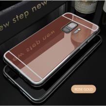 Луксозен силиконов калъф / гръб / TPU за Samsung Galaxy S9 Plus G965 - Rose Gold / огледален