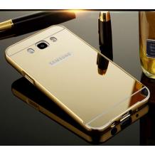 Луксозен алуминиев бъмпер с твърд гръб за Samsung Galaxy S8 G950 - златист / огледален