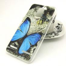 Силиконов калъф / гръб / TPU за Nokia 5 - сив / синя пеперуда