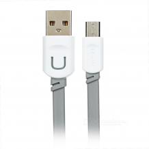 Оригинален USB кабел USAMS за зареждане и пренос на данни за за Micro (Android) - сив