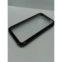 Заден предпазен твърд гръб / капак / за Apple iPhone 4 / iPhone 4s - позрачен с черен кант