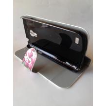Kожен калъф Flip тефтер със стойка за Samsung Galaxy S4 Mini I9190 / I9192 / I9195 - розови лалета / пеперуди