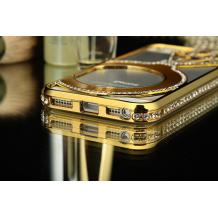 Луксозен твърд гръб FTV с камъни Swarovski за Apple iPhone 5 / iPhone 5S - златен