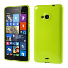 Ултра тънък силиконов калъф / гръб / TPU Ultra Thin Candy Case за Microsoft Lumia 535 - зелен / брокат