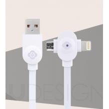 USB кабел за зареждане и пренос на данни TOTU Design Both Wings за Apple iPhone, Samsung, LG, HTC, Sony, Lenovo и други - 2 в 1 / 60 см - бял