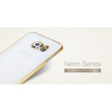 Луксозен калъф Rock Neon Series за Samsung Galaxy S6 G920 - прозрачен със златист кант