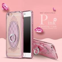Луксозен силиконов калъф / гръб / със стойка TPU 3D SHENGO за Apple iPhone 7 - ромбове / Rose Gold кант